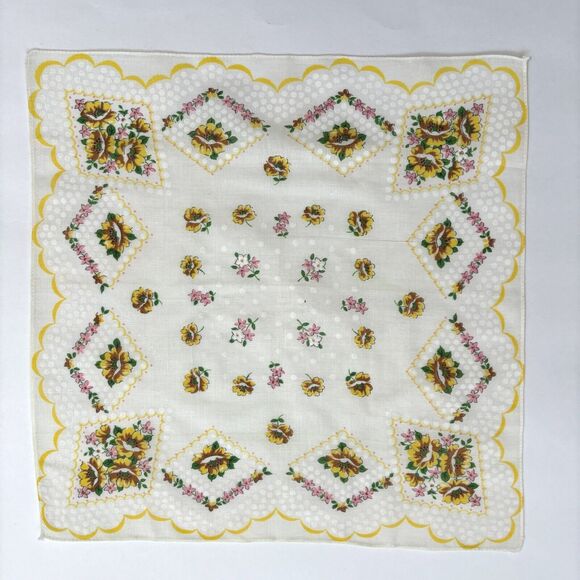 Linen Floral Bridesmaid Wedding Handkerchief Cottage Core Vintage Coquette - Picture 3 of 3